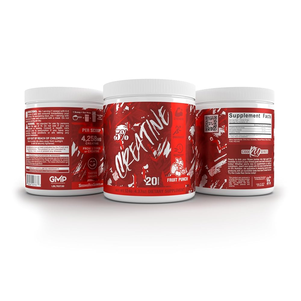 5% Nutrition Code Red Flavored Micronized Creatine Powder