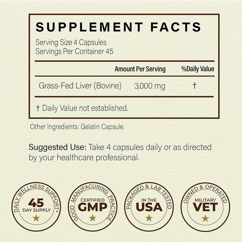 Tribal Harvest Grass Fed Beef Liver Capsules - 180 Count - image 9