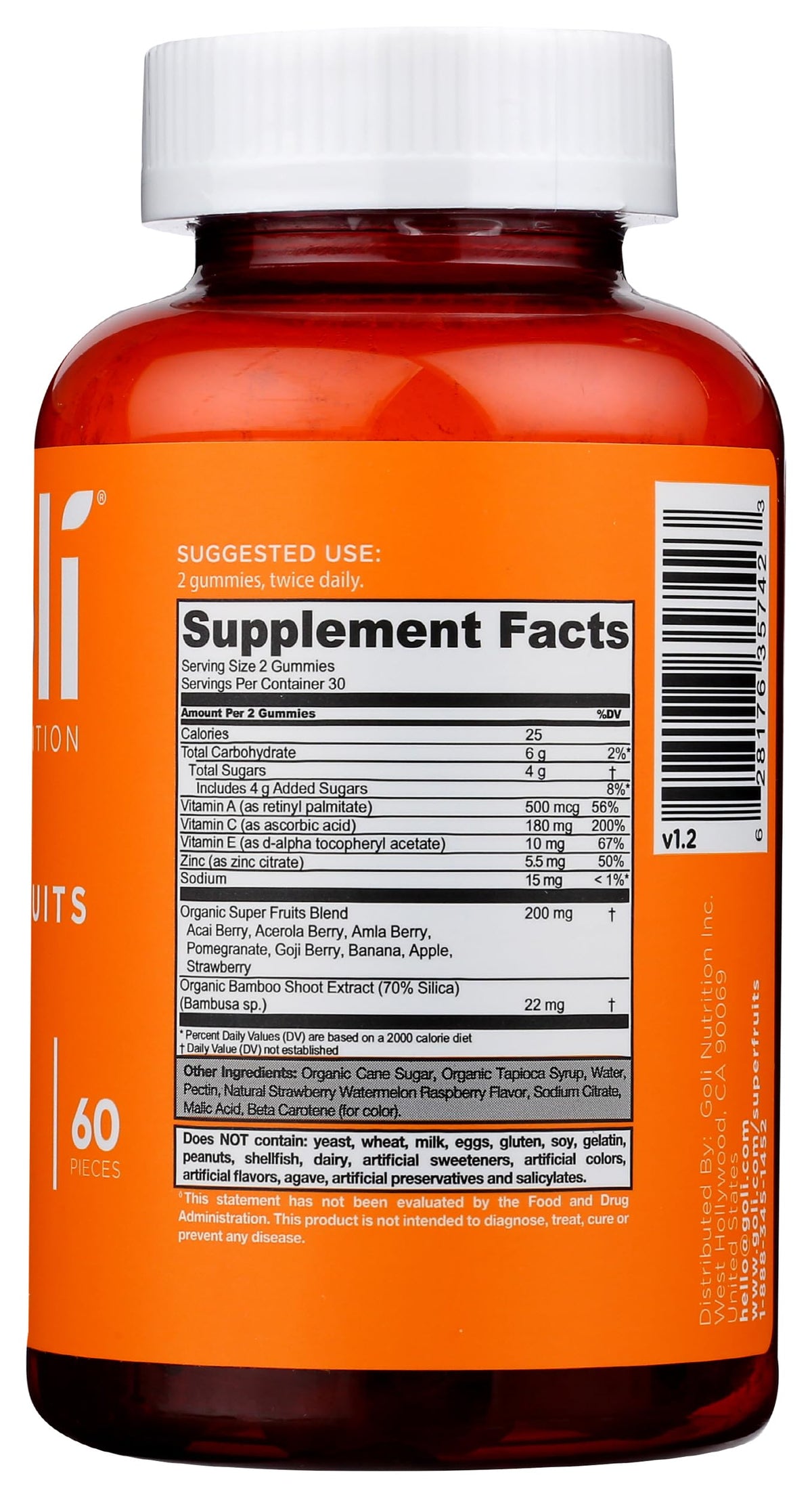 Goli Superfruits Mixed Fruit Gummies - 60 Count - image 5