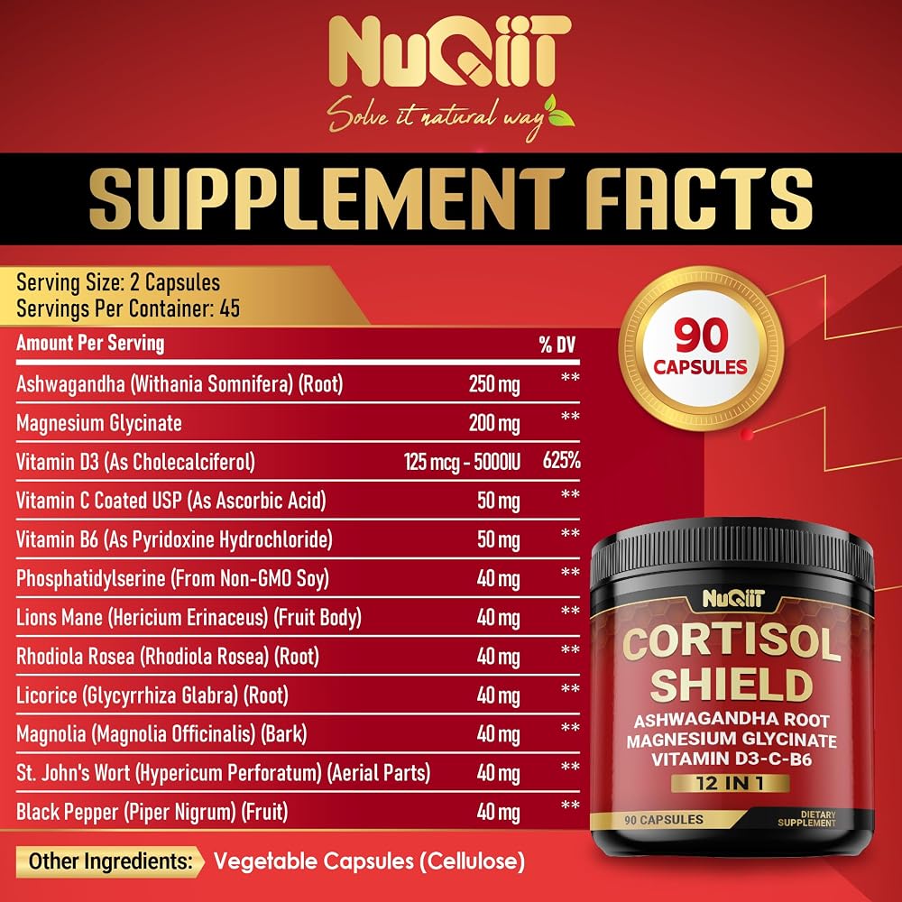 NUQIIT Cortisol Shield Ashwagandha & Magnesium - 90 Capsules - image 2