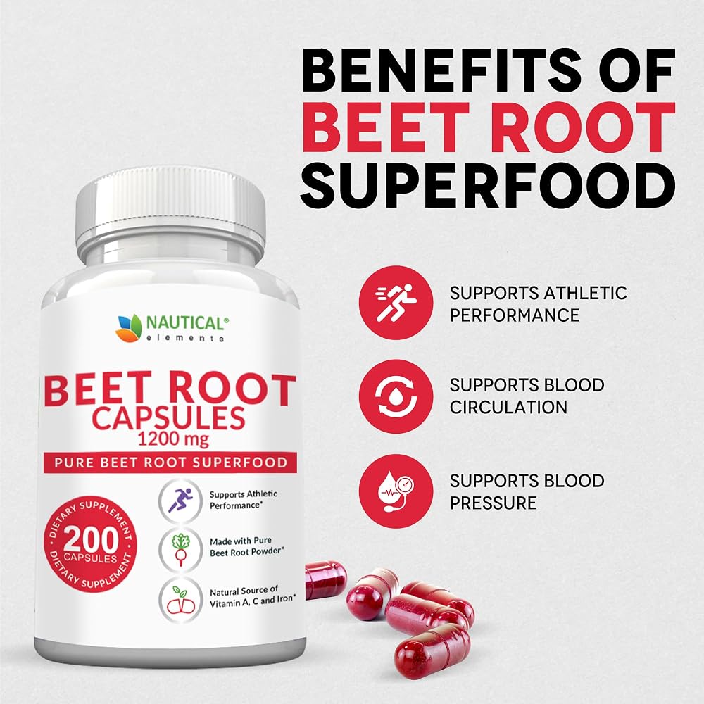 Nautical Elements Beet Root Capsules 1200mg - 200 Capsules - image 4