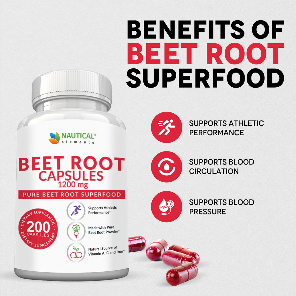 Nautical Elements Beet Root Capsules 1200mg - 200 Capsules - image 4