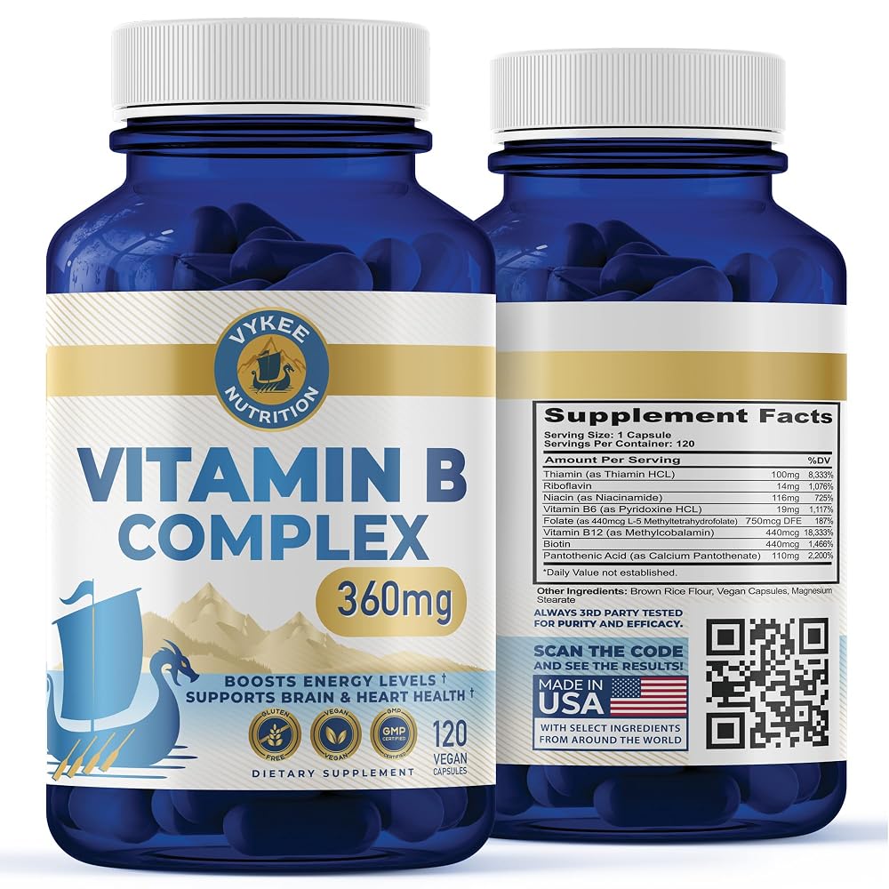Vykee Nutrition B Complex Supplement 750mcg Folate - 120 Capsules