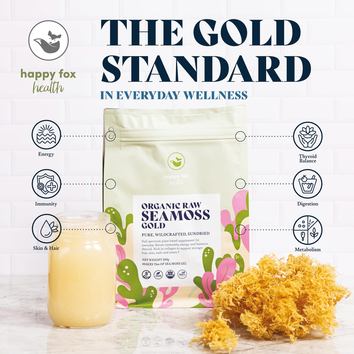 HAPPY FOX Seamoss Raw Organic for Organic Sea Moss Gel Raw Sea Moss