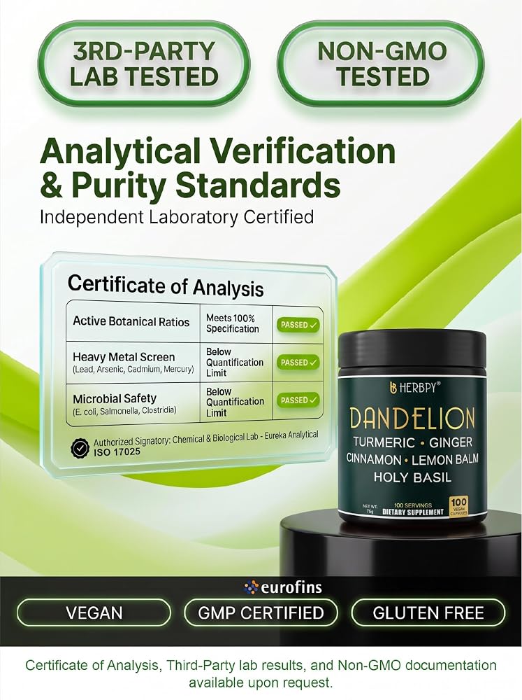 Herbpy 6in1 Dandelion Root Supplement for Digestion - 100 Capsules - image 5