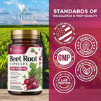 Nature's Nutrition Organic Beet Root Capsules - 1300mg Extra Strength