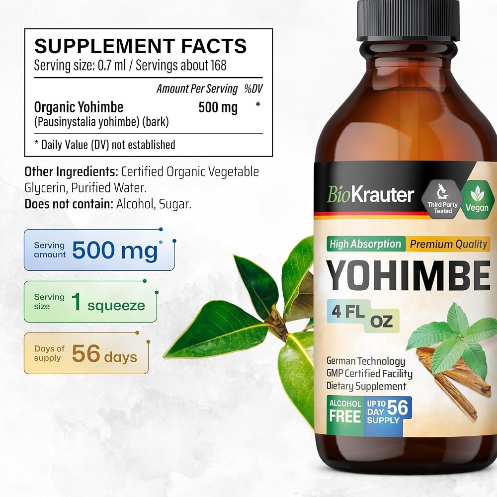 BIO KRAUTER Yohimbe Tincture - Organic Yohimbe Bark Liquid Extract