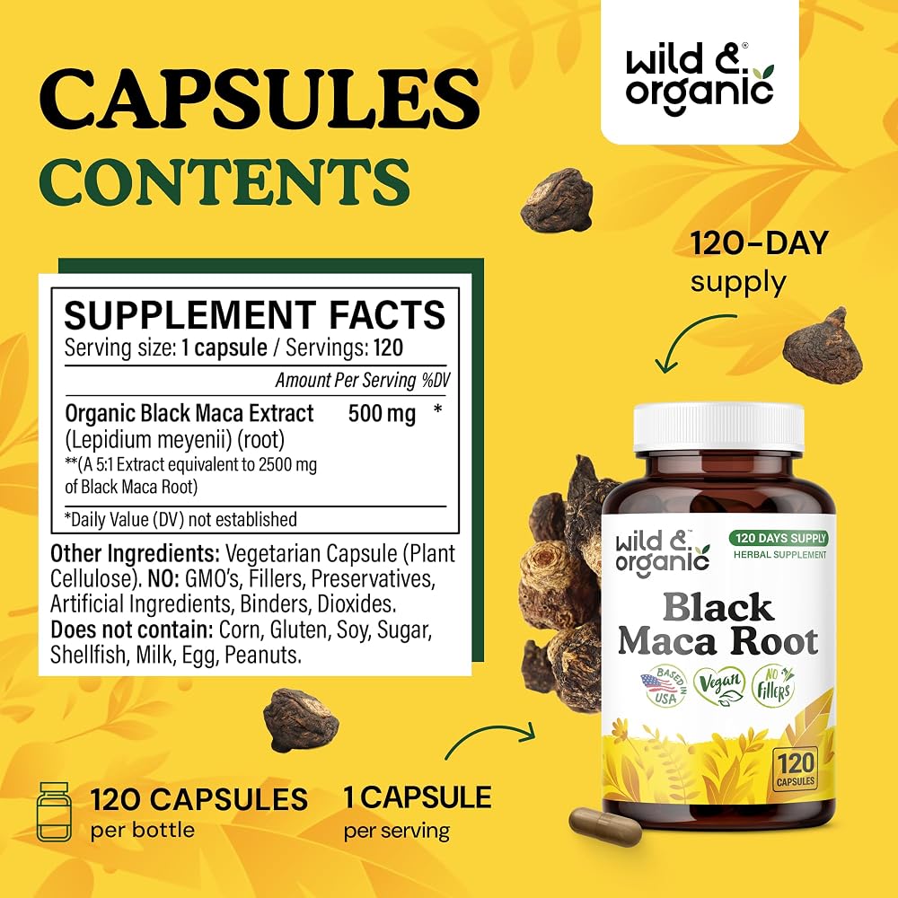 Wild & Organic Black Maca Capsules 500 mg - Overall Support