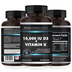 Focus Pharmacology Vitamin K2 with D3 Extra Strength - 60 Capsules