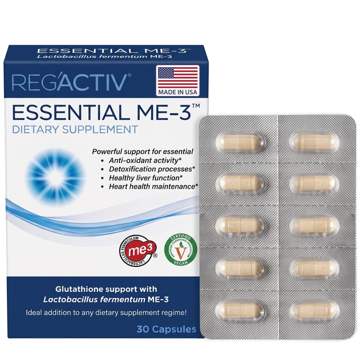 Reg'Activ Essential ME-3 Glutathione Probiotic - 30 Vegan Capsules
