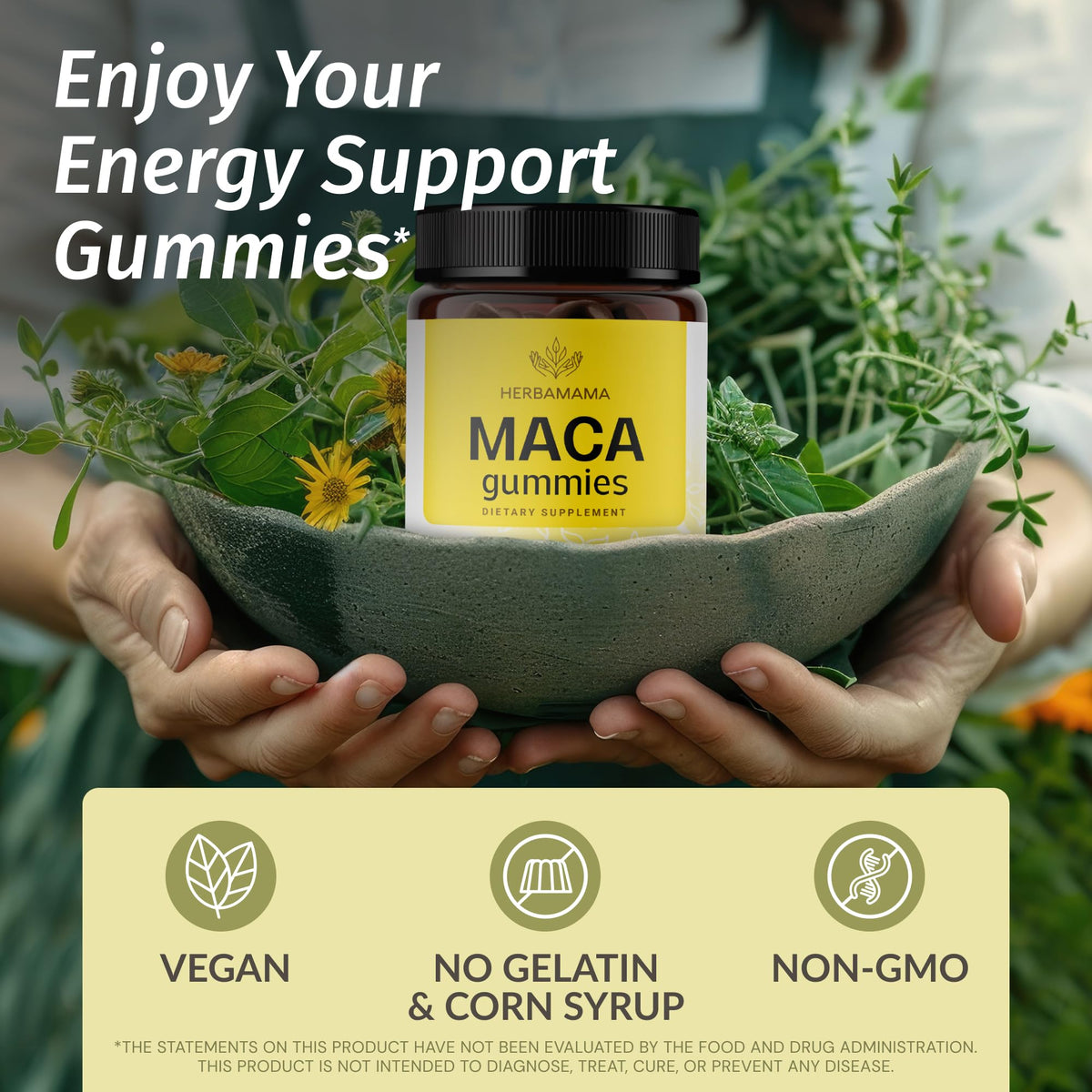 HERBAMAMA Maca Root Gummies for Energy Support - 90 Gummies - image 2