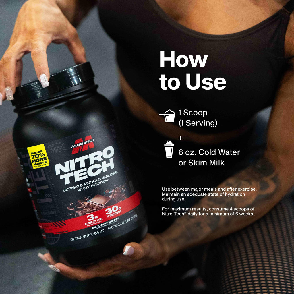 MuscleTech Nitro-Tech Whey Protein Powder Milk Chocolate - 2 lb - image 7