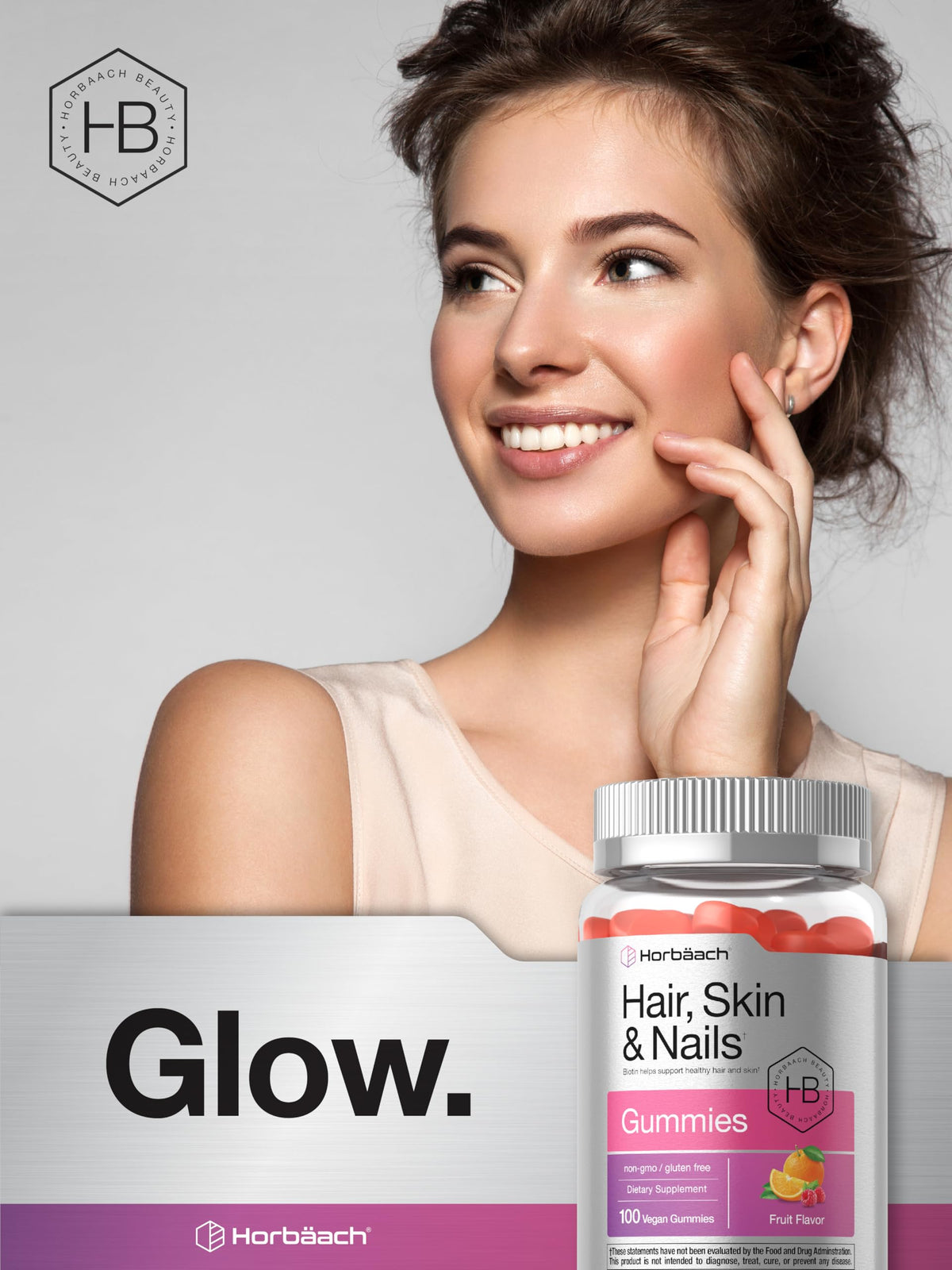Horbäach Hair Skin and Nails Gummies with Biotin - 100 Count - image 7