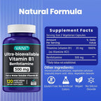 VANI Vitamin B1 with Benfotiamine 500mg - 120 Capsules - image 3