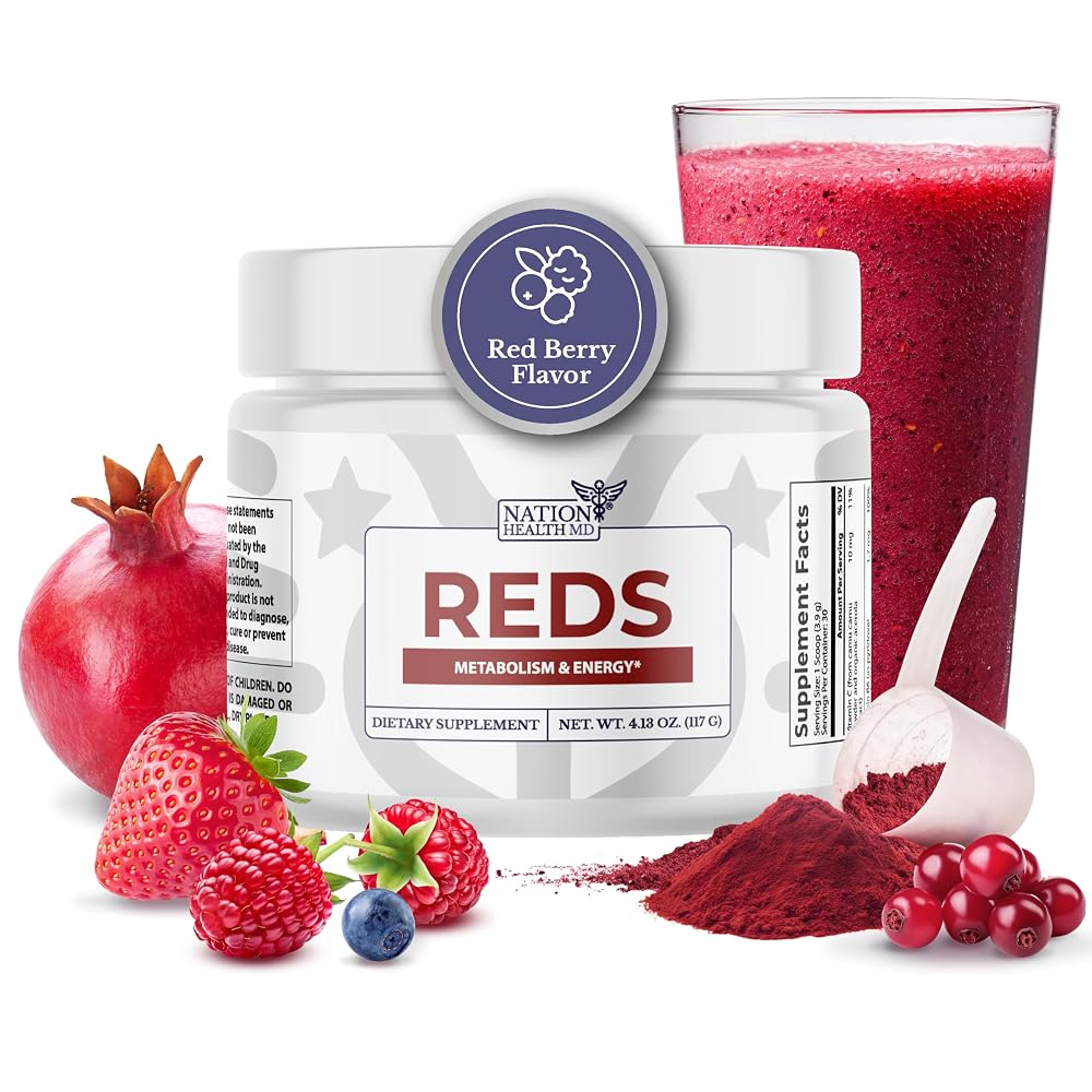 NATION HEALTH MD Super Reds Powder with Probiotics - 30 Servings