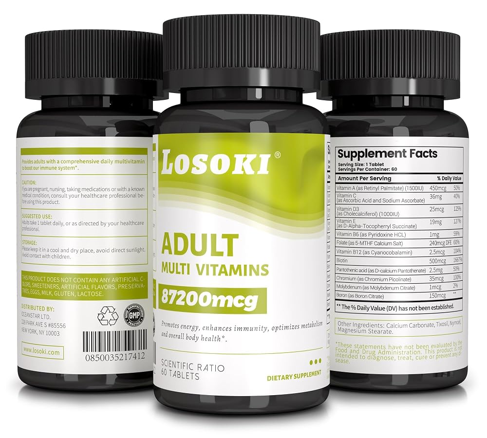 Losoki Adult Multi Vitamins for Men and Women - 60 Tablets - image 4