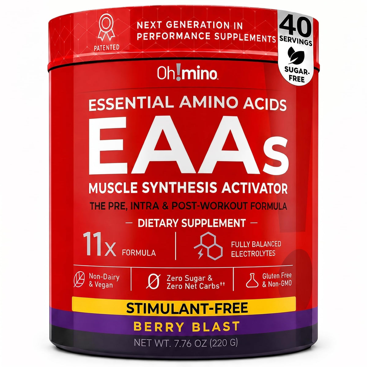Oh!mino Ohmino BCAA + EAA Powder, Amino Acid Supplement, 40 Servings