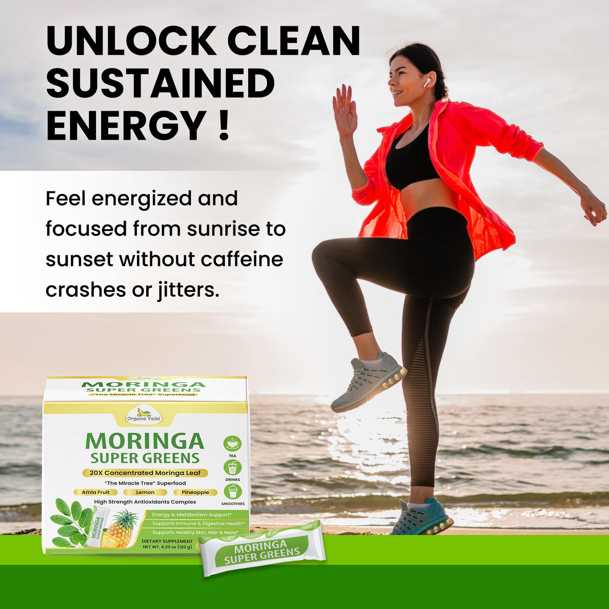 Organic Veda Moringa Amla Greens Superfood Powder - 30 Sticks - image 5