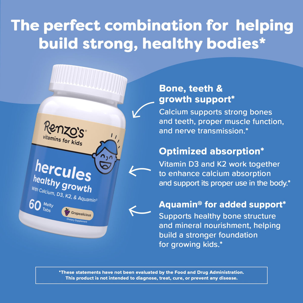 Renzo's Hercules Healthy Growth for Kids Dissolvable Tabs - 60 Count - image 3