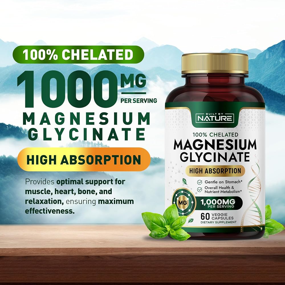 Built By Nature Magnesium Glycinate 1000mg Supplement