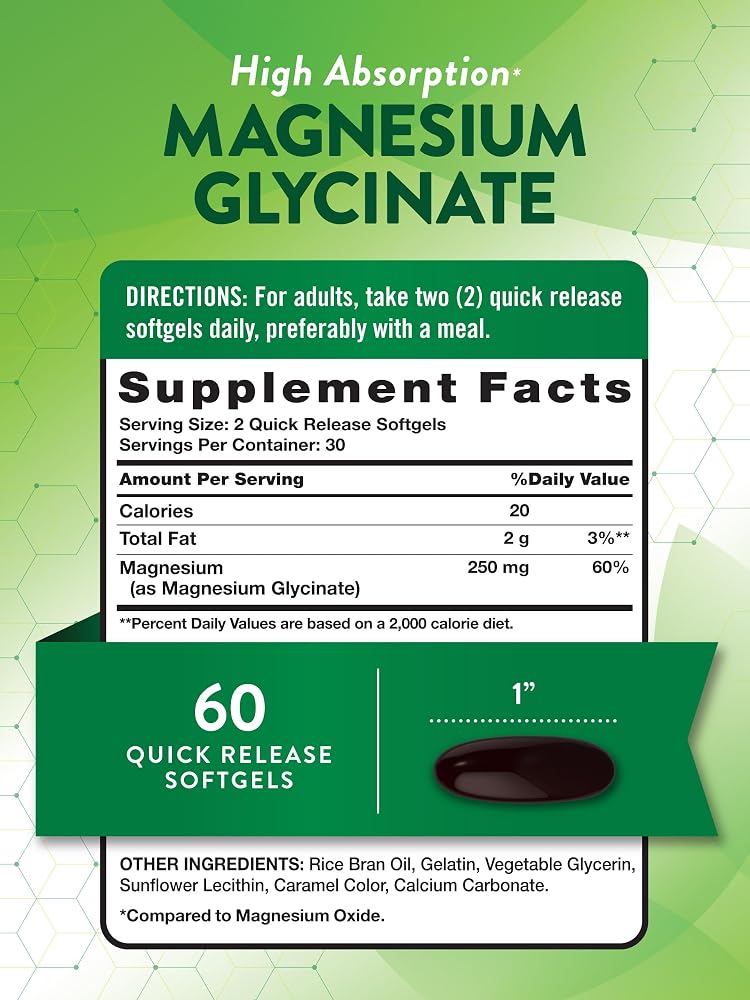 Nature's Truth Magnesium Glycinate 250mg - 60 Softgels - image 2