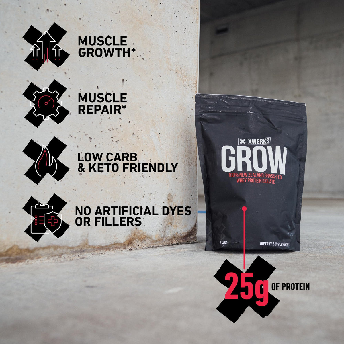 Xwerks Grow Whey Protein Isolate, 25g Strawberry - 30 Servings - image 7