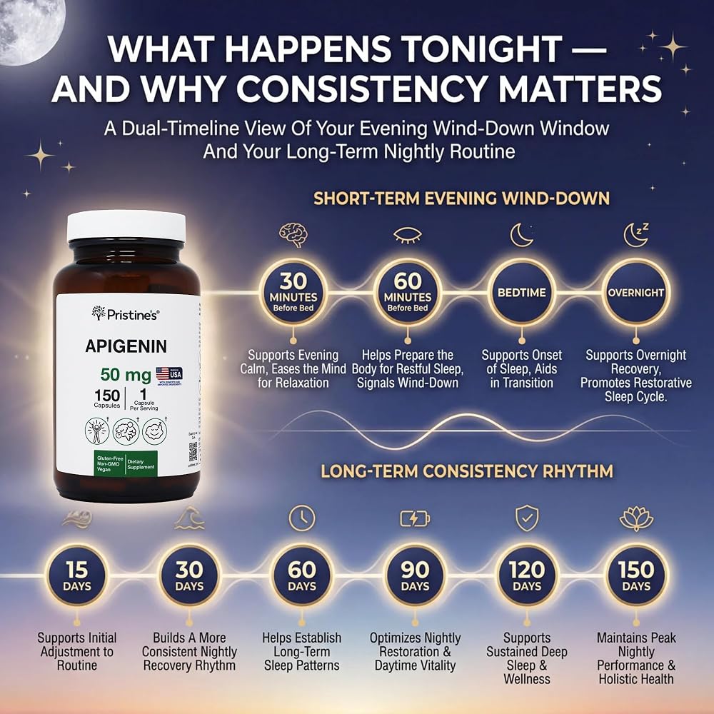 PRISTINE'S Apigenin 50mg Capsules for Sleep Support - 150 Count - image 5