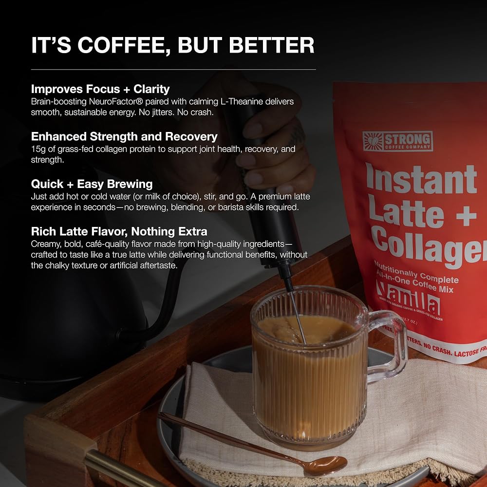 STRONG COFFEE COMPANY Vanilla Instant Latte - 15 Servings - image 2