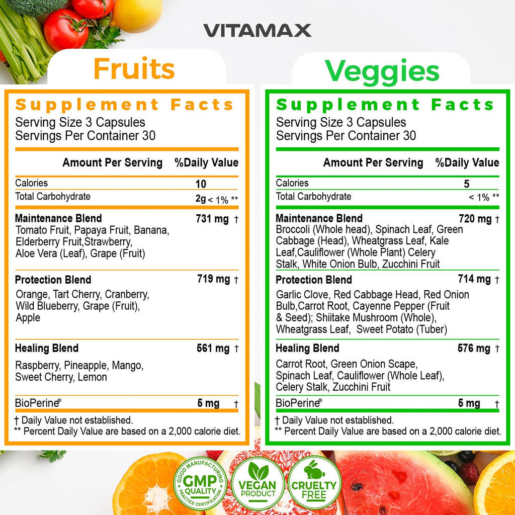 Vitamax Super Fruit and Vegetable Supplements - 180 Capsules - image 2