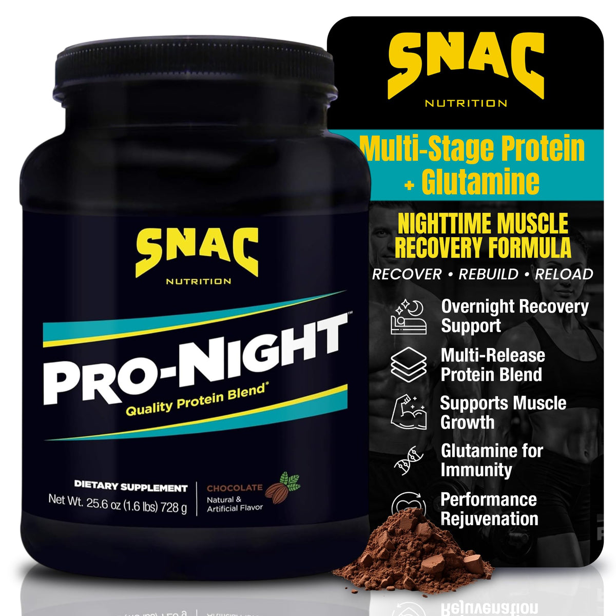 SNAC Pro-Night Quality Protein Blend, Chocolate, 1.6 Pounds
