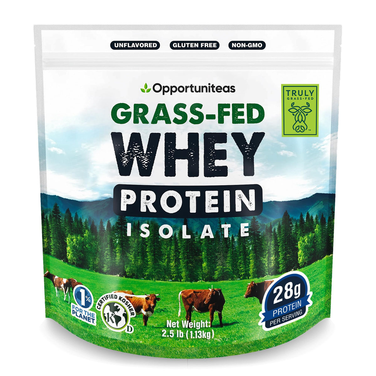 Opportuniteas Grass Fed Whey Isolate Protein Powder - 2.5 lb