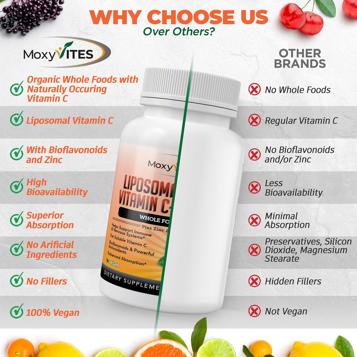 MoxyVites Liposomal Vitamin C with Zinc Immune Support - 180 Capsules - image 4