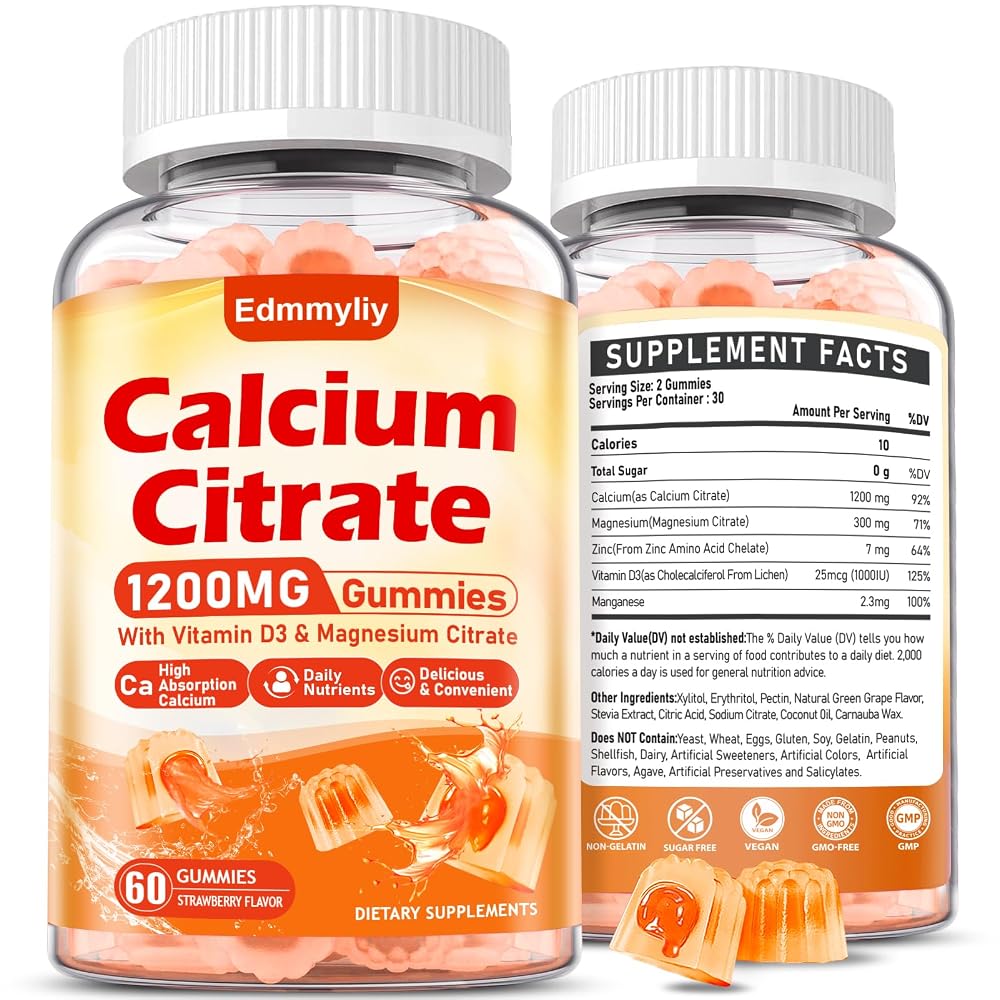 Edmmyliy Calcium Citrate Supplement Gummies - 120 Count