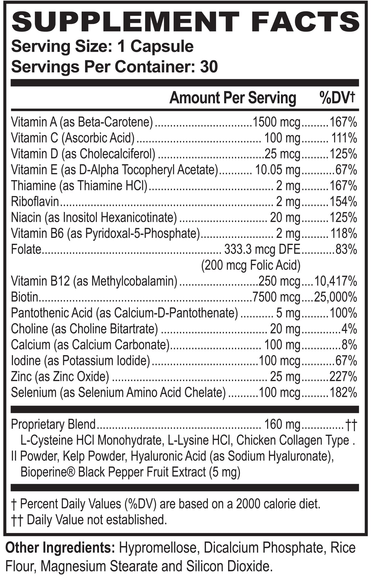 BioFull Hair Skin Nails Biotin & Collagen Supplement - 30 Capsules - image 3