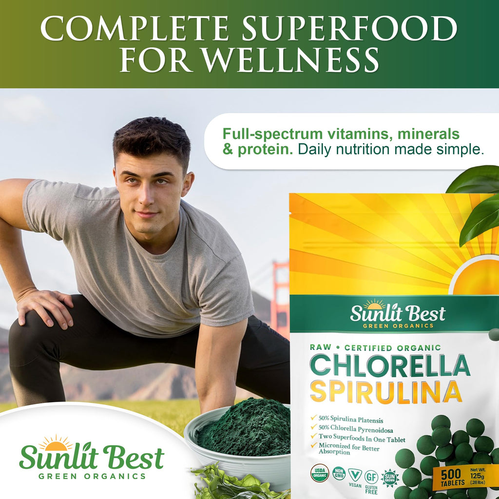Sunlit Best Organic Chlorella Spirulina Tablets - 500 Count - image 6