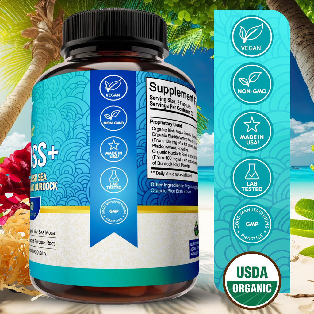 NutriFlair Organic Sea Moss 1600mg - 120 Vegetarian Capsules - image 6