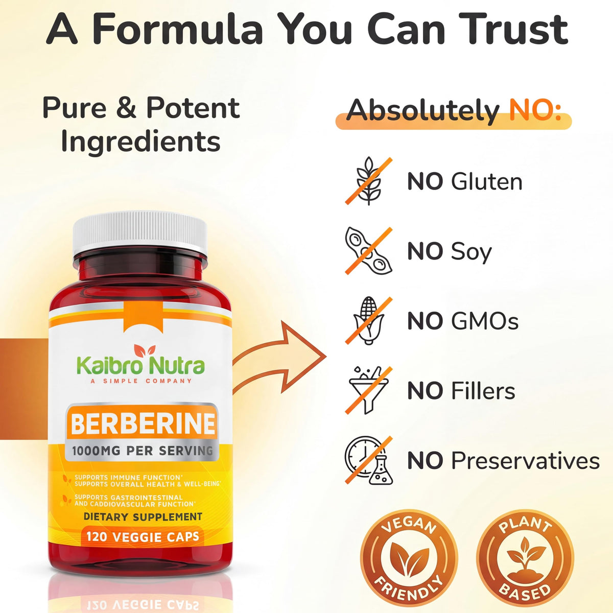 Kaibro Nutra Berberine HCL 1000mg Immune Support - 120 Capsules - image 4