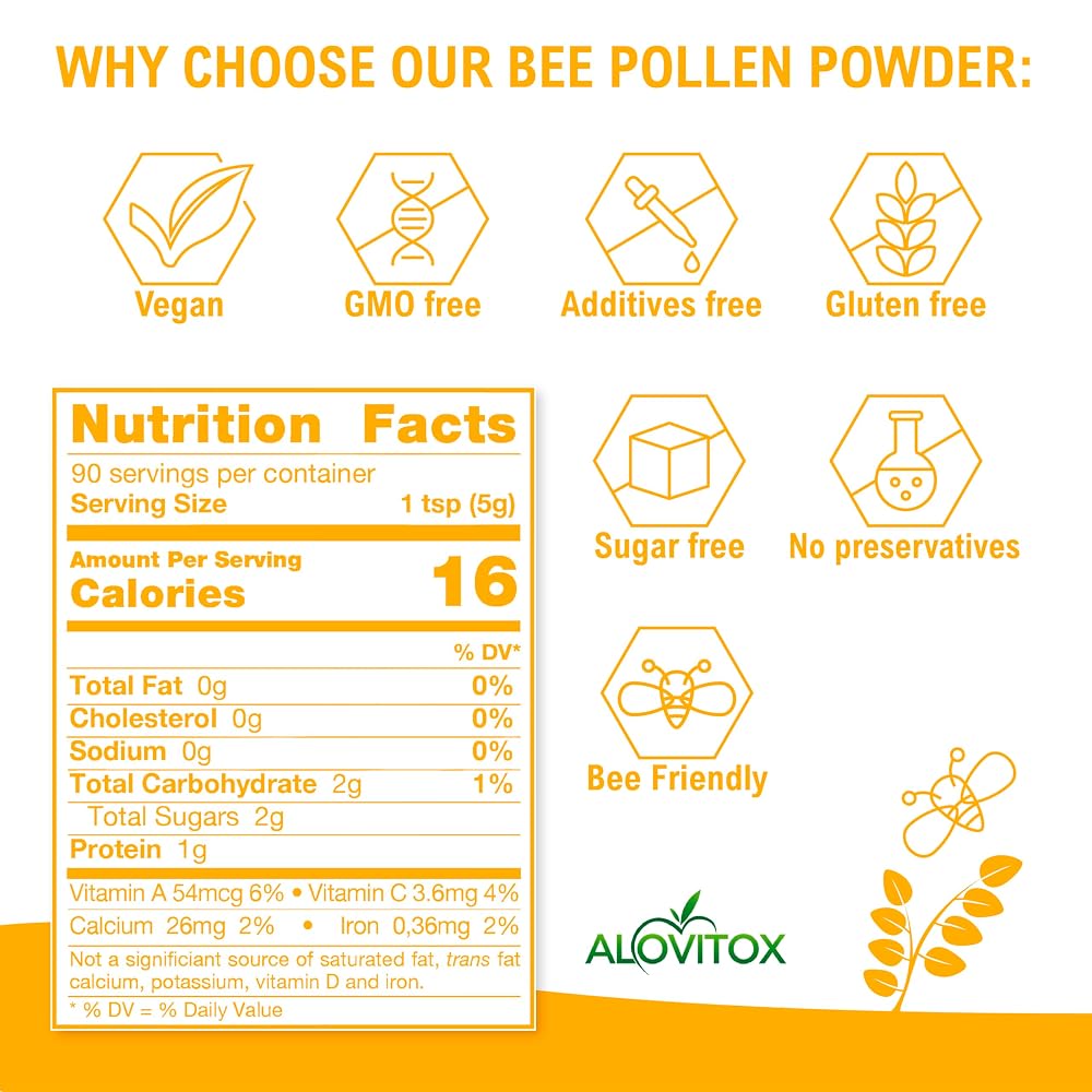 Alovitox Bee Pollen Powder Immune Support - 8 oz - image 4