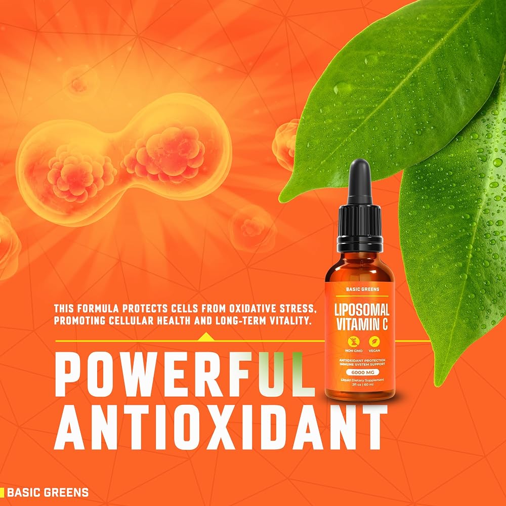 BASIC GREENS Vitamin C Liposomal Liquid 6000mg for Immune Support