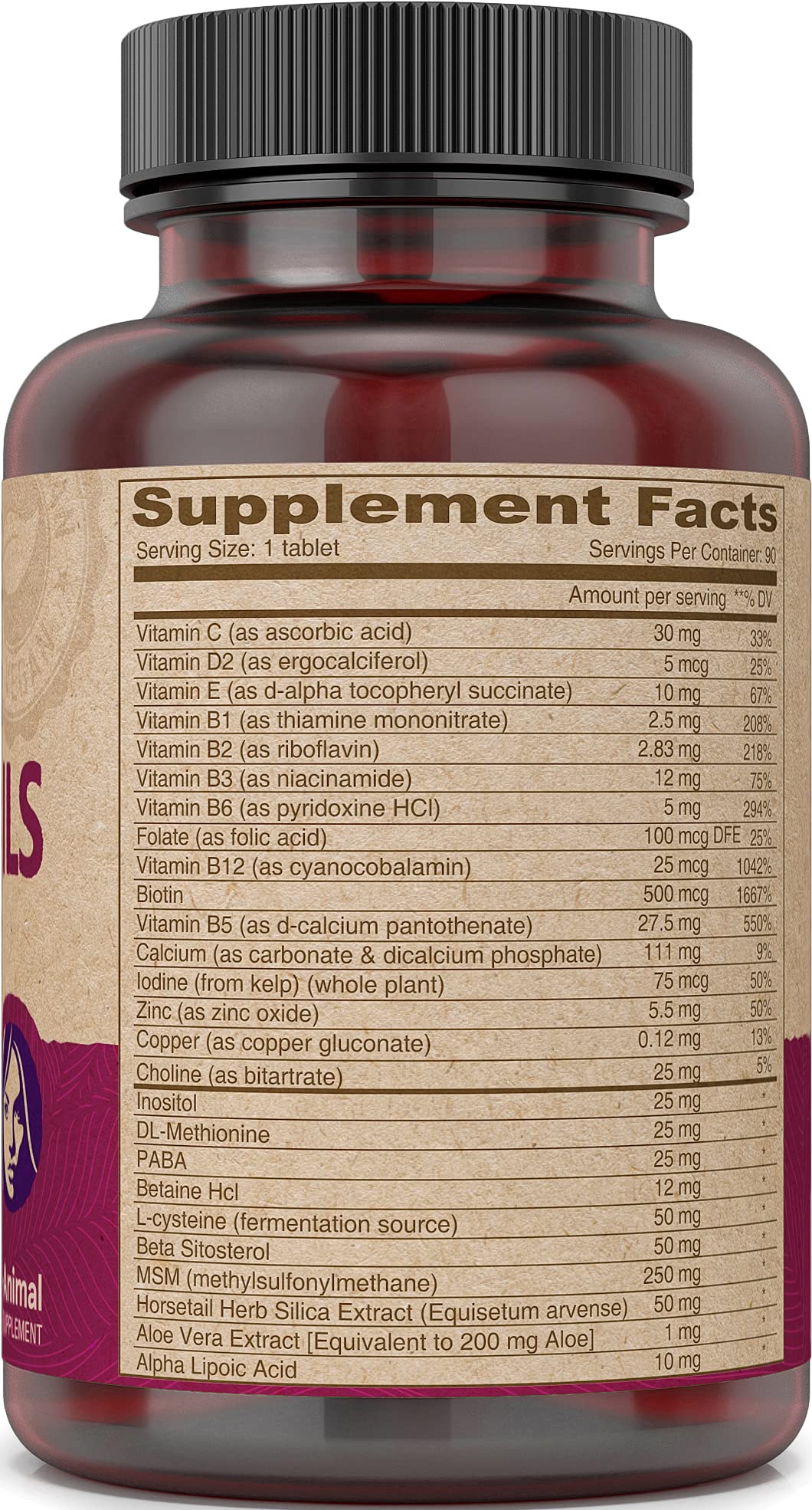 DEVA Vegan Hair, Nails & Skin Vitamins with Biotin - 90 Tablets - image 3