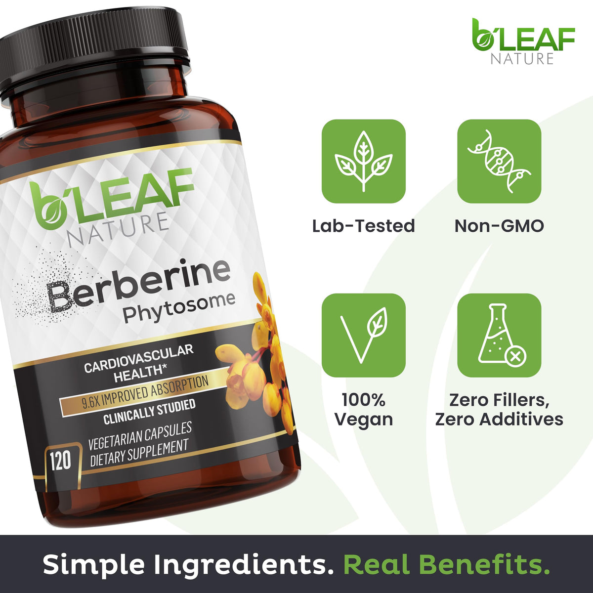 B'Leaf Nature Berberine Phytosome 1100mg - 120 Capsules - image 3