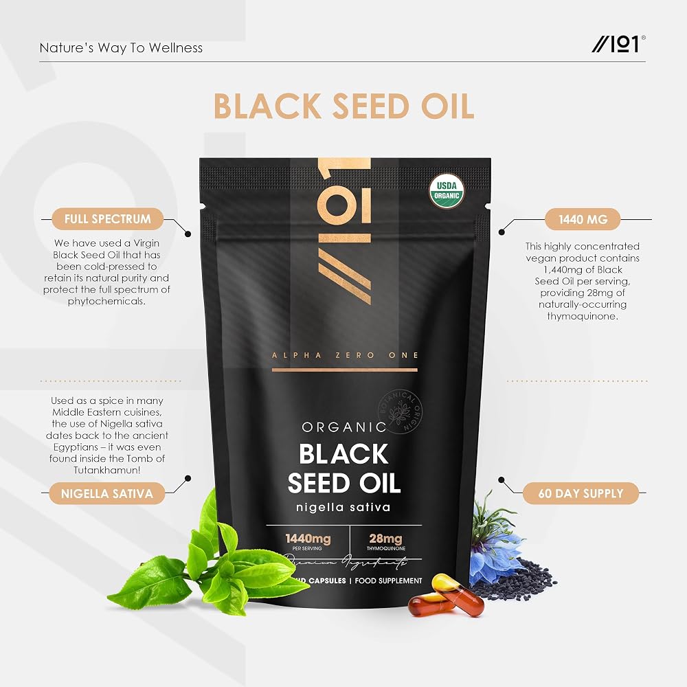 ALPHA01 Organic Black Seed Oil Capsules 1440mg