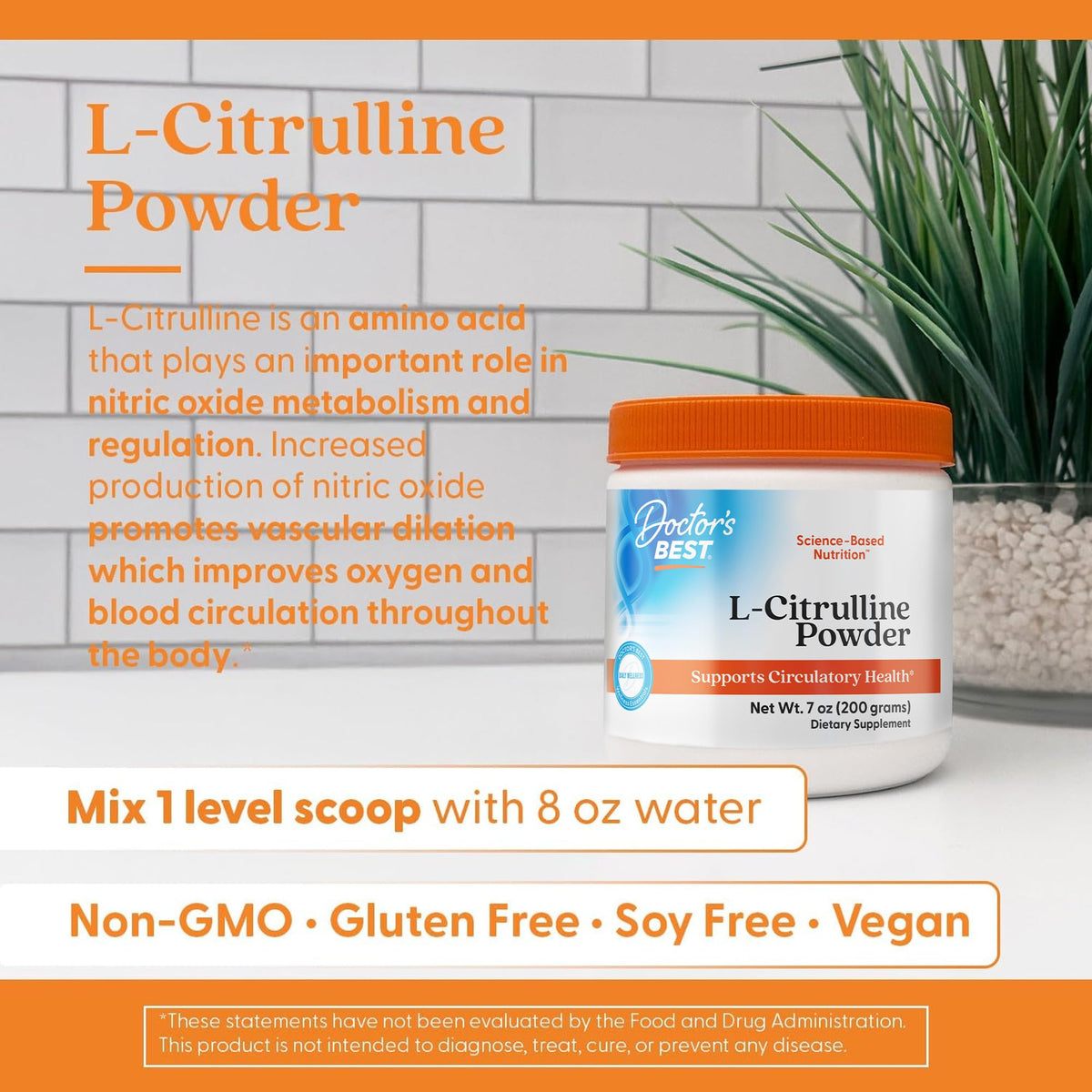 Doctor's Best L-Citrulline Powder Nitric Oxide Support - 7 oz - image 5