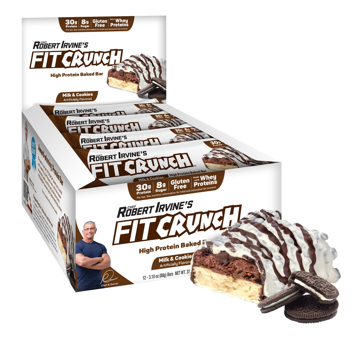 Fit Crunch Protein Bar Milk & Cookies - 12 Count