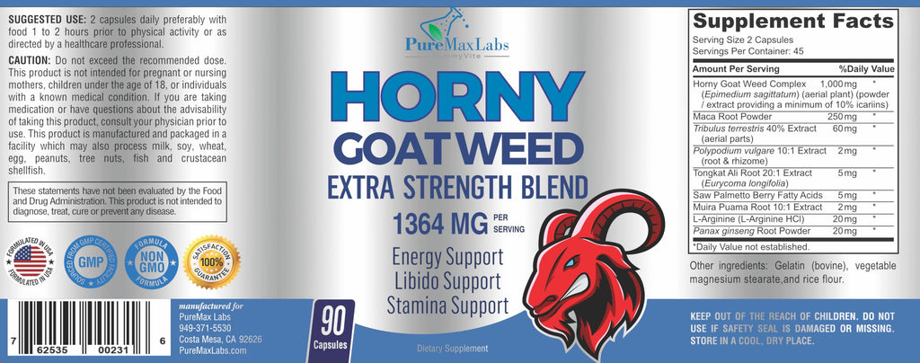 YUMMYVITE Horny Goat Weed 1364mg Extra Strength - 90 Capsules - image 7