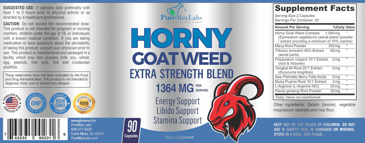 YUMMYVITE Horny Goat Weed 1364mg Extra Strength - 90 Capsules - image 7