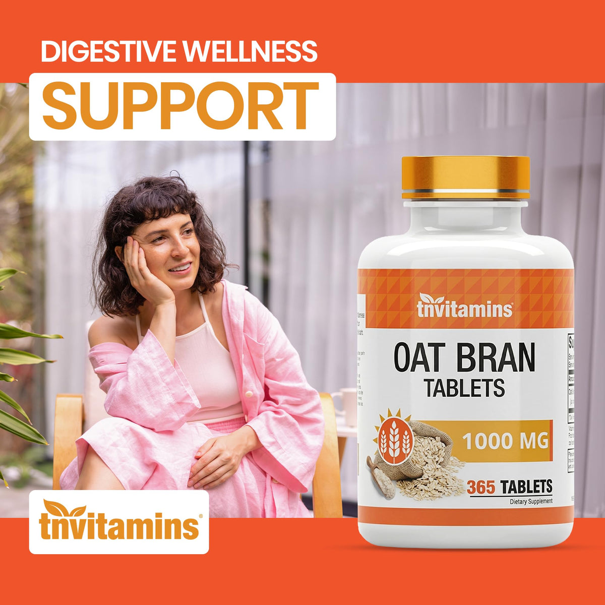 tnvitamins Oat Bran Tablets Digestive Fiber - 365 Tablets - image 3