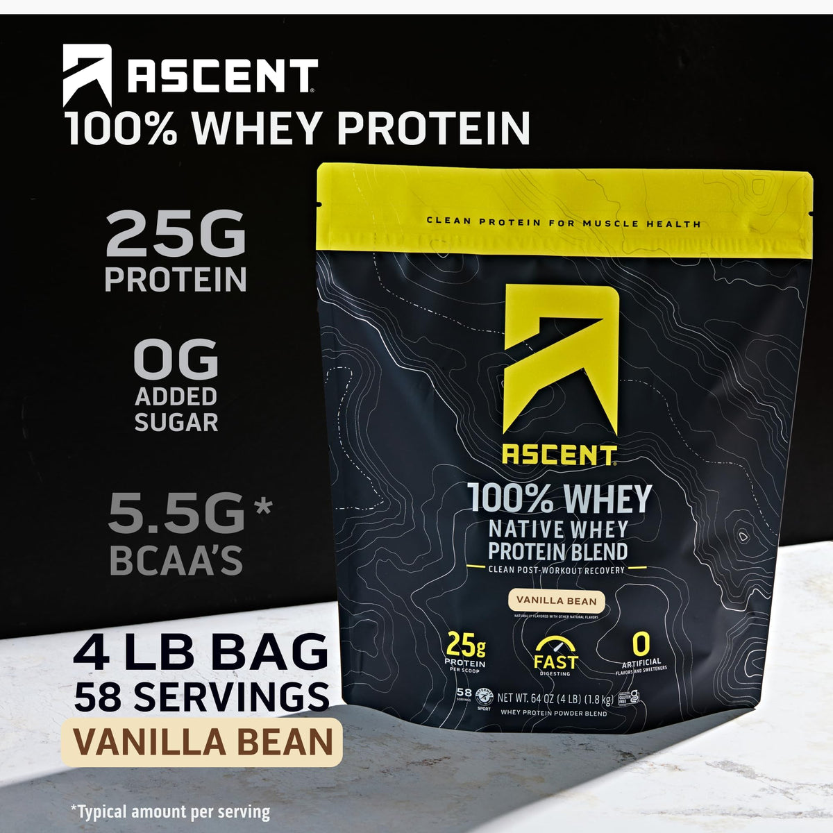 Ascent Whey Protein Powder - Post Workout Whey Protein Isolate