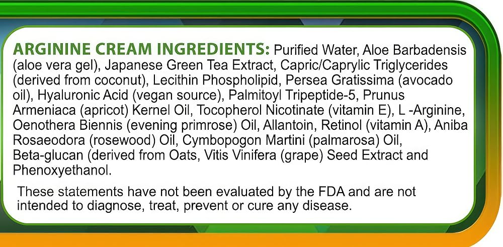 Whole Family Products Arginine Cream - L-Arginine Nitric Oxide