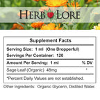 Herb Lore USDA Organic Sage Tincture